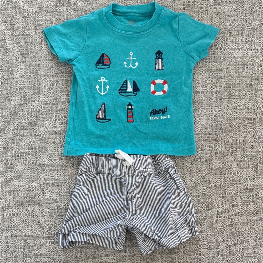 Carter's Teal and Gray Nautical Kids Matching Set